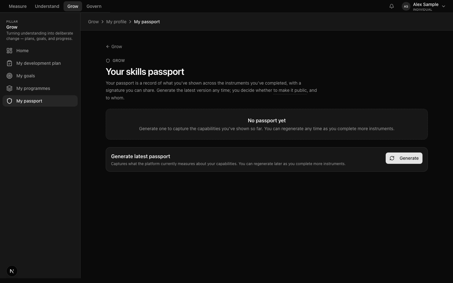 Skills Passport — A signed, portable record of what the participant has shown.