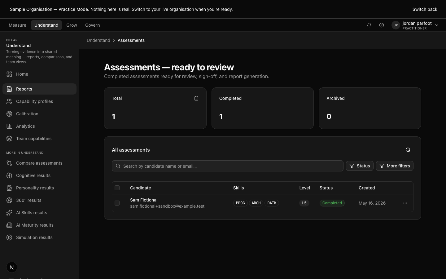 Reports — Read the finished assessment, examine the evidence, prepare it for sign-off.